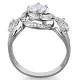 TS332 - Rhodium 925 Sterling Silver Ring with AAA Grade CZ  in Clear - Alamode