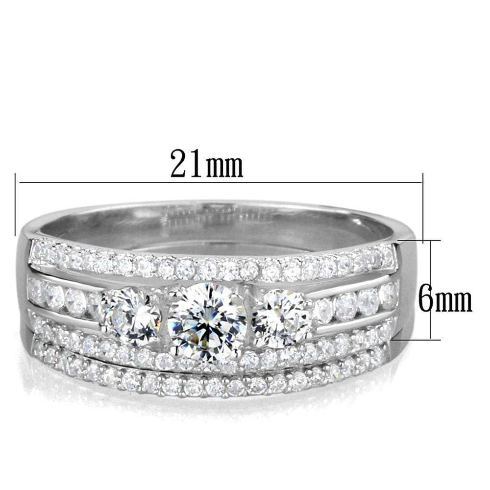 TS333 - Rhodium 925 Sterling Silver Ring with AAA Grade CZ in Clear - Alamode - Flyclothing LLC