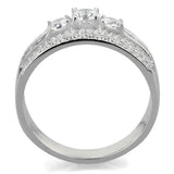 TS333 - Rhodium 925 Sterling Silver Ring with AAA Grade CZ in Clear - Alamode - Flyclothing LLC