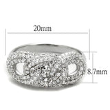 TS334 - Rhodium 925 Sterling Silver Ring with AAA Grade CZ  in Clear - Alamode