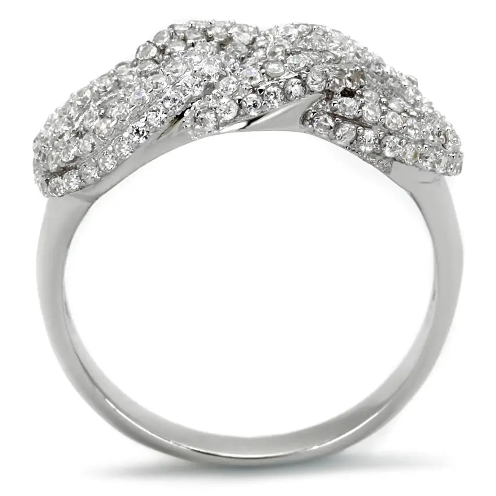 TS334 - Rhodium 925 Sterling Silver Ring with AAA Grade CZ in Clear - Alamode - Flyclothing LLC