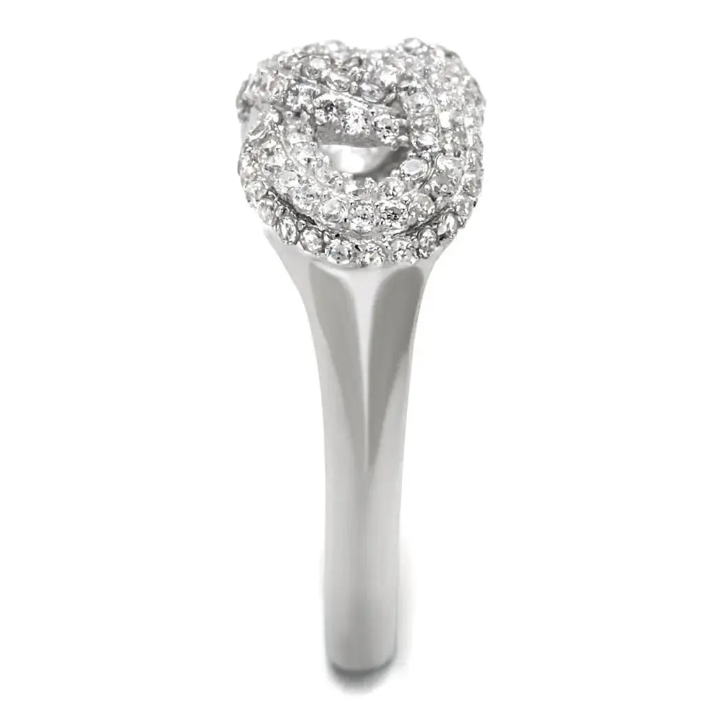 TS334 - Rhodium 925 Sterling Silver Ring with AAA Grade CZ in Clear - Alamode - Flyclothing LLC