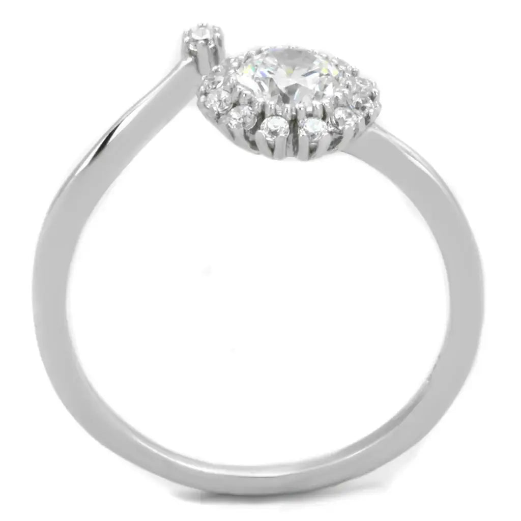 TS335 - Rhodium 925 Sterling Silver Ring with AAA Grade CZ in Clear - Alamode - Flyclothing LLC