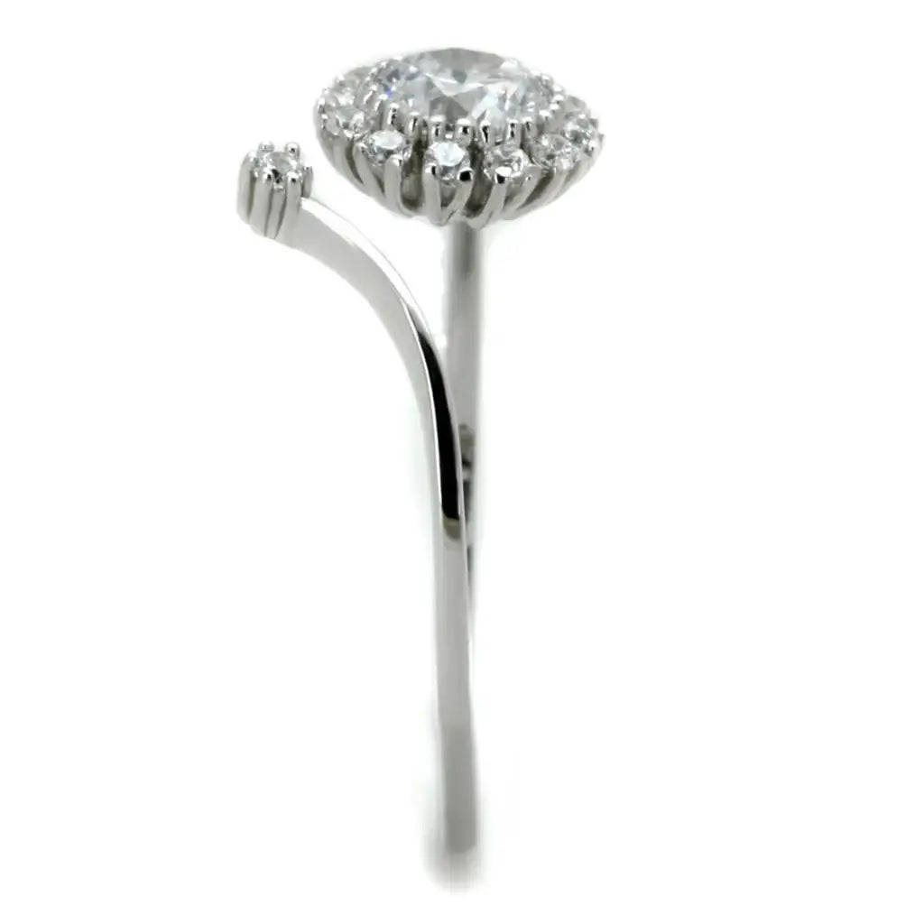 TS335 - Rhodium 925 Sterling Silver Ring with AAA Grade CZ in Clear - Alamode - Flyclothing LLC