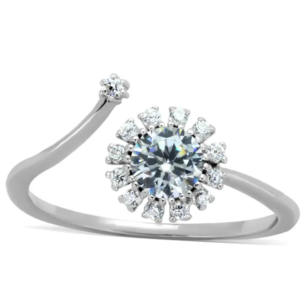 TS335 - Rhodium 925 Sterling Silver Ring with AAA Grade CZ in Clear - Alamode - Flyclothing LLC