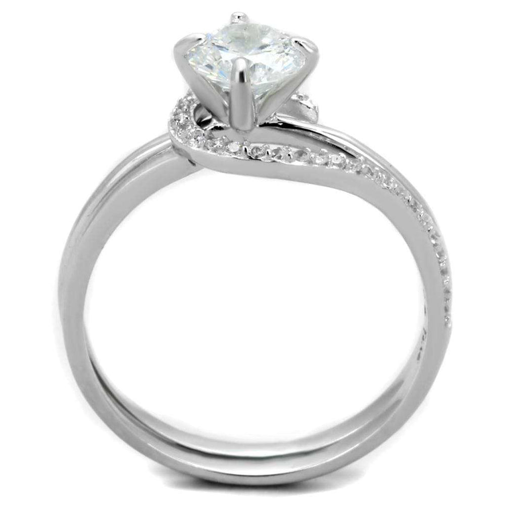 TS336 - Rhodium 925 Sterling Silver Ring with AAA Grade CZ in Clear - Alamode - Flyclothing LLC