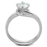 TS336 - Rhodium 925 Sterling Silver Ring with AAA Grade CZ  in Clear - Alamode