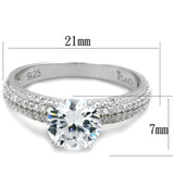 TS338 - Rhodium 925 Sterling Silver Ring with AAA Grade CZ  in Clear - Alamode