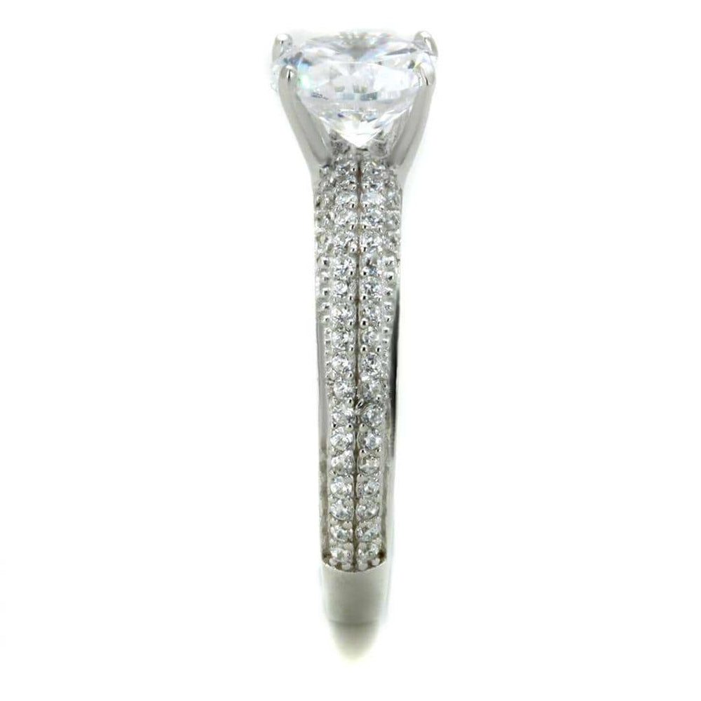 TS338 - Rhodium 925 Sterling Silver Ring with AAA Grade CZ in Clear - Alamode - Flyclothing LLC