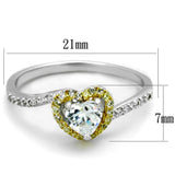 TS339 - Reverse Two-Tone 925 Sterling Silver Ring with AAA Grade CZ  in Clear