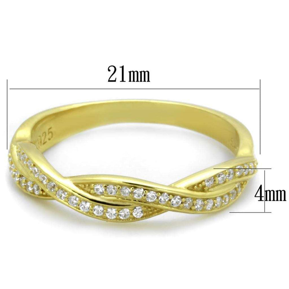 TS341 - Gold 925 Sterling Silver Ring with AAA Grade CZ in Clear - Alamode - Flyclothing LLC