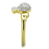 TS342 - Gold+Rhodium 925 Sterling Silver Ring with AAA Grade CZ  in Clear - Alamode