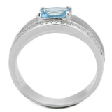 TS344 - Rhodium 925 Sterling Silver Ring with Synthetic Synthetic Glass in Sea Blue - Alamode - Flyclothing LLC