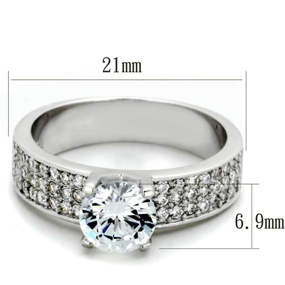TS345 - Rhodium 925 Sterling Silver Ring with AAA Grade CZ in Clear - Alamode - Flyclothing LLC