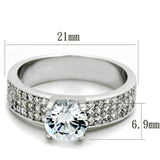 TS345 - Rhodium 925 Sterling Silver Ring with AAA Grade CZ  in Clear - Alamode