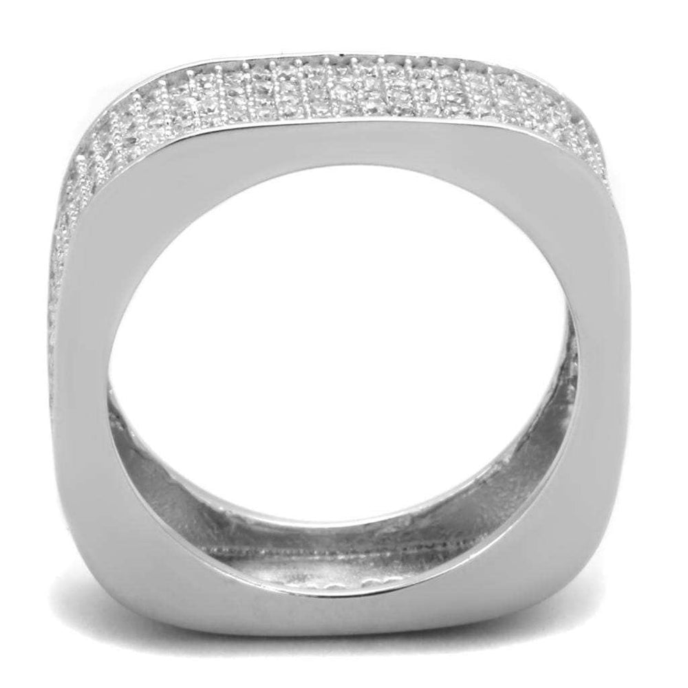 TS346 - Rhodium 925 Sterling Silver Ring with AAA Grade CZ in Clear - Alamode - Flyclothing LLC
