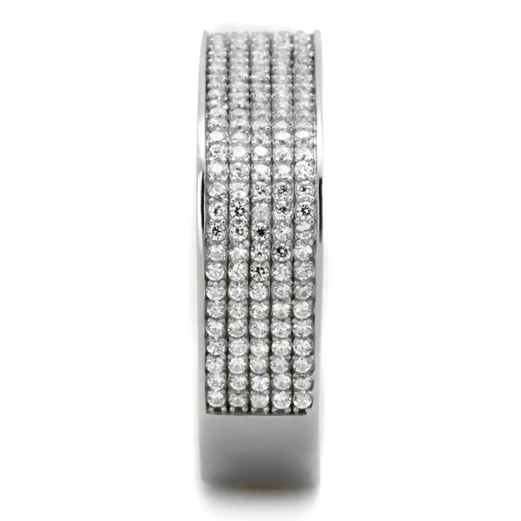 TS346 - Rhodium 925 Sterling Silver Ring with AAA Grade CZ in Clear - Alamode - Flyclothing LLC
