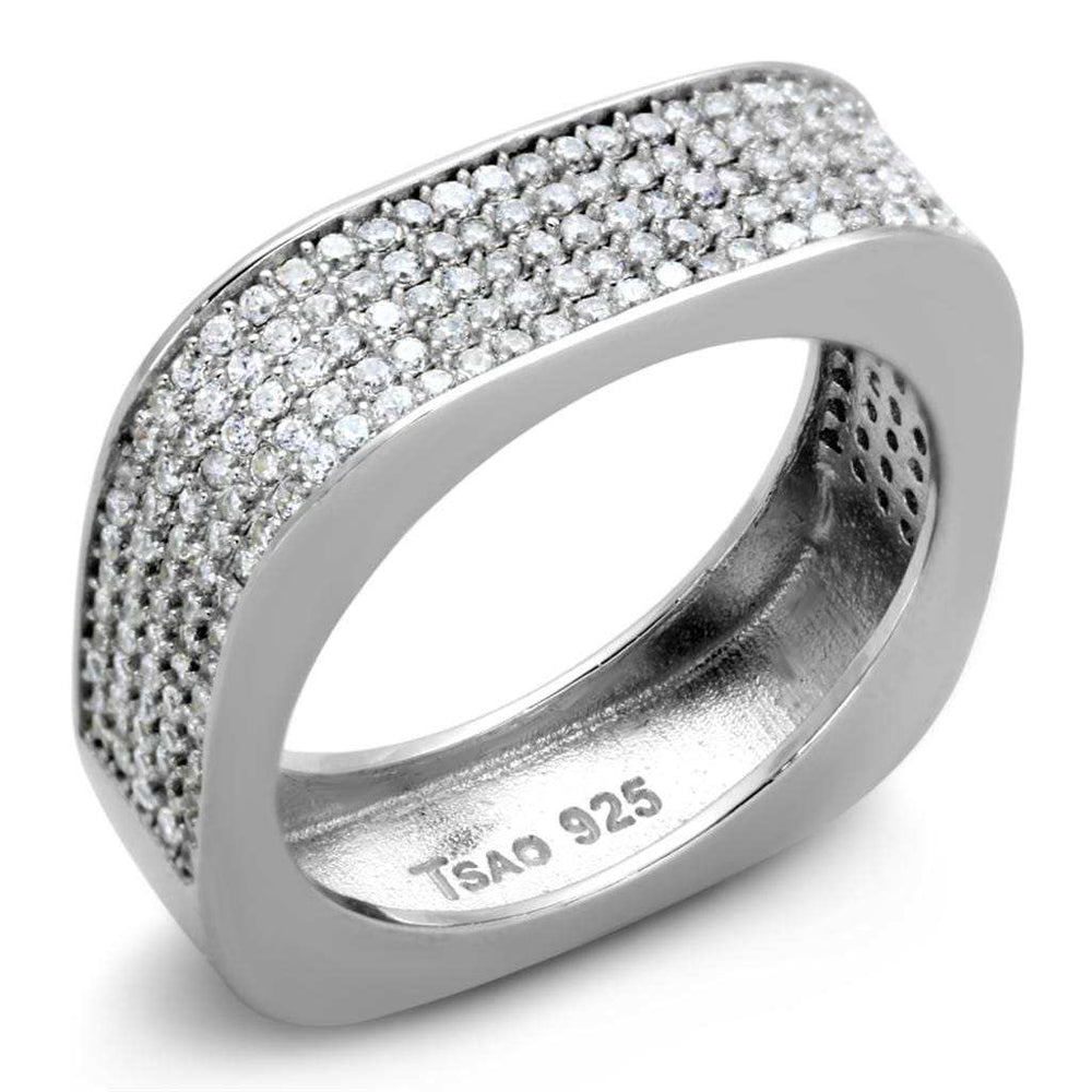 TS346 - Rhodium 925 Sterling Silver Ring with AAA Grade CZ in Clear - Alamode - Flyclothing LLC