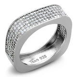 TS346 - Rhodium 925 Sterling Silver Ring with AAA Grade CZ in Clear - Alamode - Flyclothing LLC