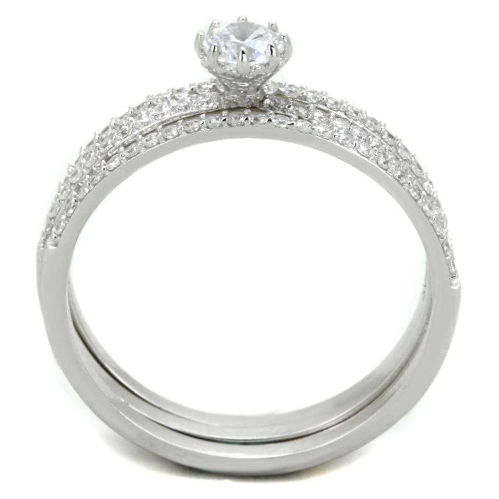 TS347 - Rhodium 925 Sterling Silver Ring with AAA Grade CZ in Clear - Alamode - Flyclothing LLC