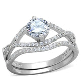 TS350 - Rhodium 925 Sterling Silver Ring with AAA Grade CZ in Clear - Alamode - Flyclothing LLC