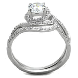 TS351 - Rhodium 925 Sterling Silver Ring with AAA Grade CZ  in Clear - Alamode