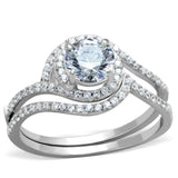 TS351 - Rhodium 925 Sterling Silver Ring with AAA Grade CZ in Clear - Alamode - Flyclothing LLC