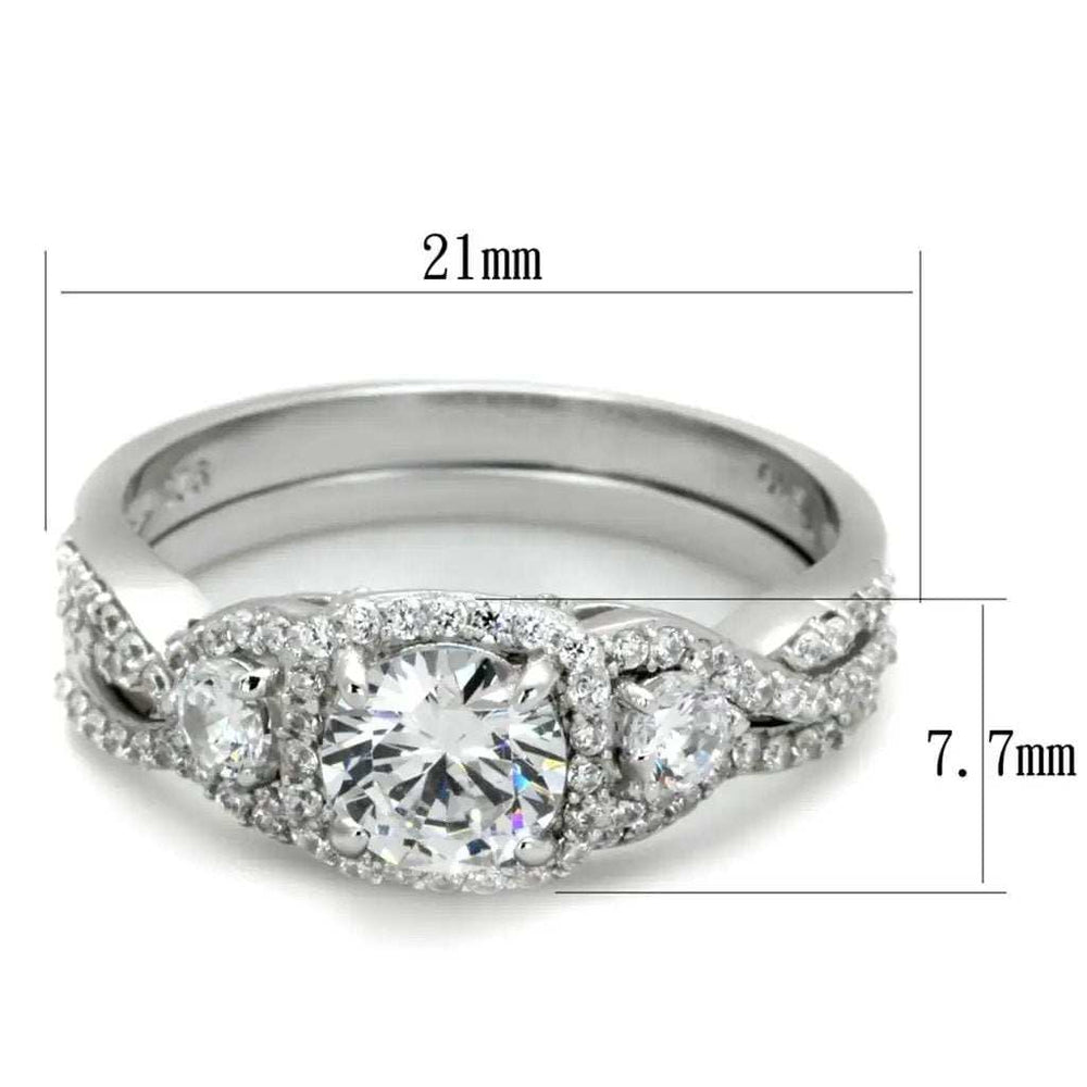 TS352 - Rhodium 925 Sterling Silver Ring with AAA Grade CZ in Clear - Alamode - Flyclothing LLC