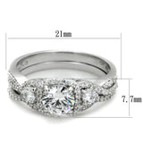 TS352 - Rhodium 925 Sterling Silver Ring with AAA Grade CZ  in Clear - Alamode