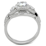 TS352 - Rhodium 925 Sterling Silver Ring with AAA Grade CZ  in Clear - Alamode