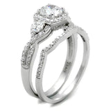 TS352 - Rhodium 925 Sterling Silver Ring with AAA Grade CZ  in Clear - Alamode