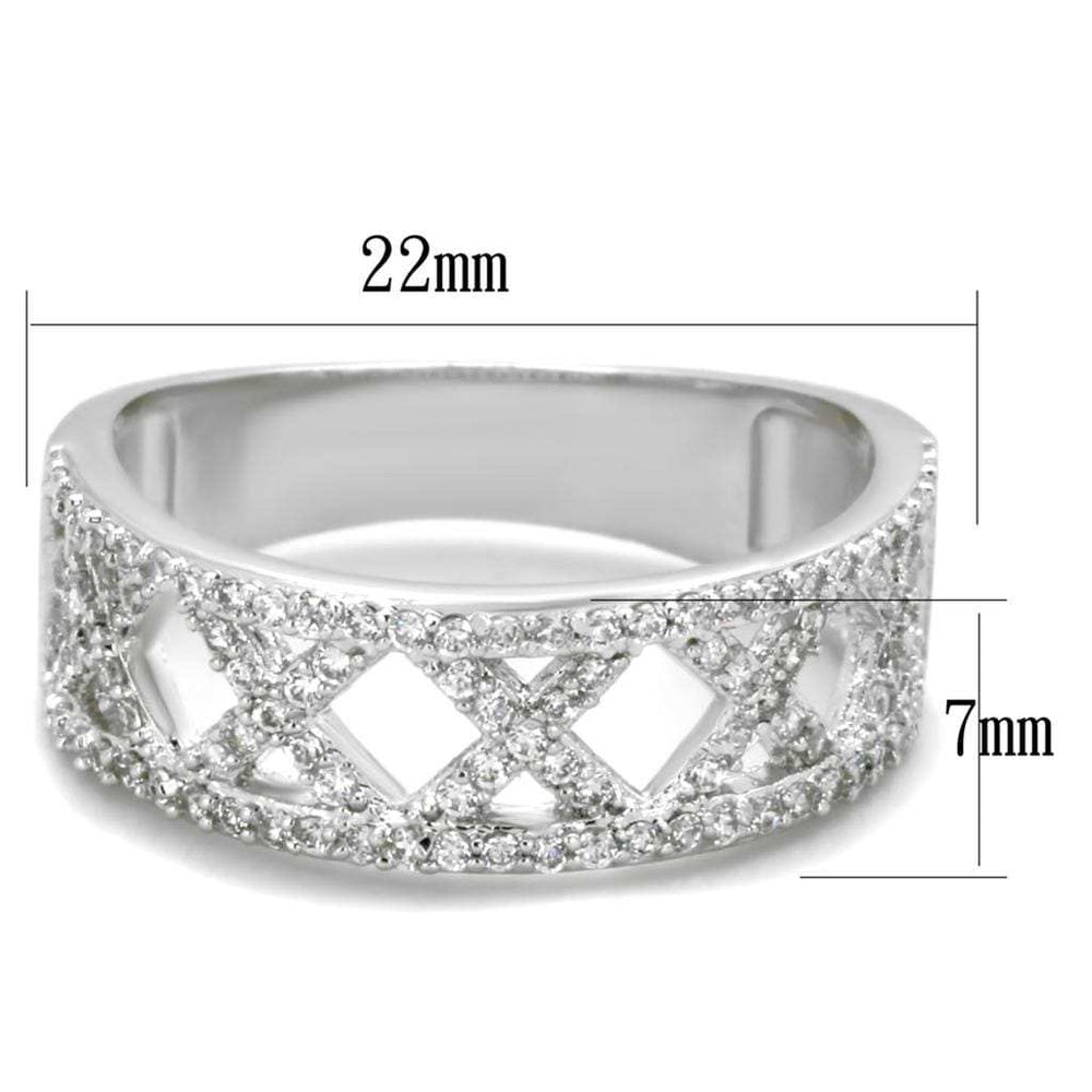 TS354 - Rhodium 925 Sterling Silver Ring with AAA Grade CZ in Clear - Alamode - Flyclothing LLC