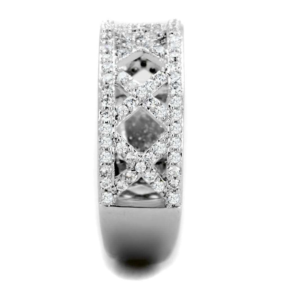 TS354 - Rhodium 925 Sterling Silver Ring with AAA Grade CZ in Clear - Alamode - Flyclothing LLC