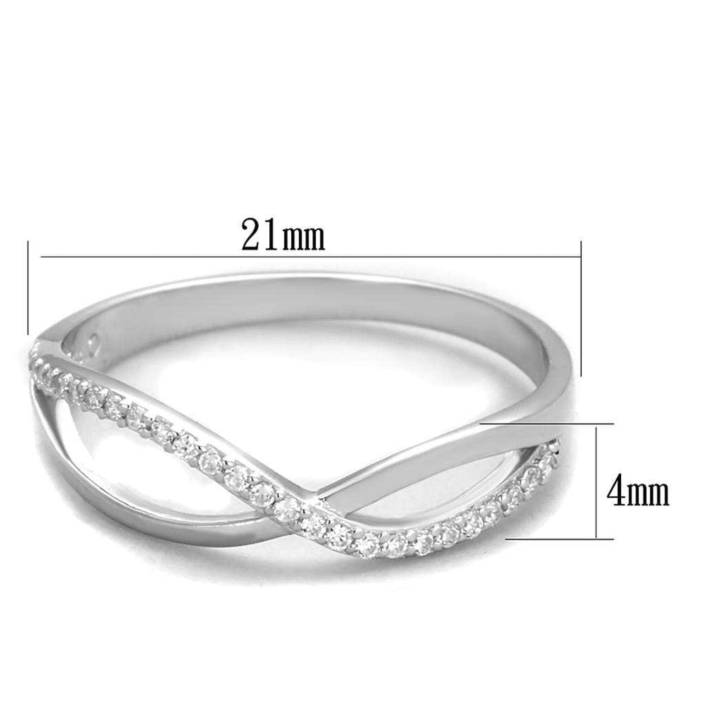 TS355 - Rhodium 925 Sterling Silver Ring with AAA Grade CZ in Clear - Alamode - Flyclothing LLC
