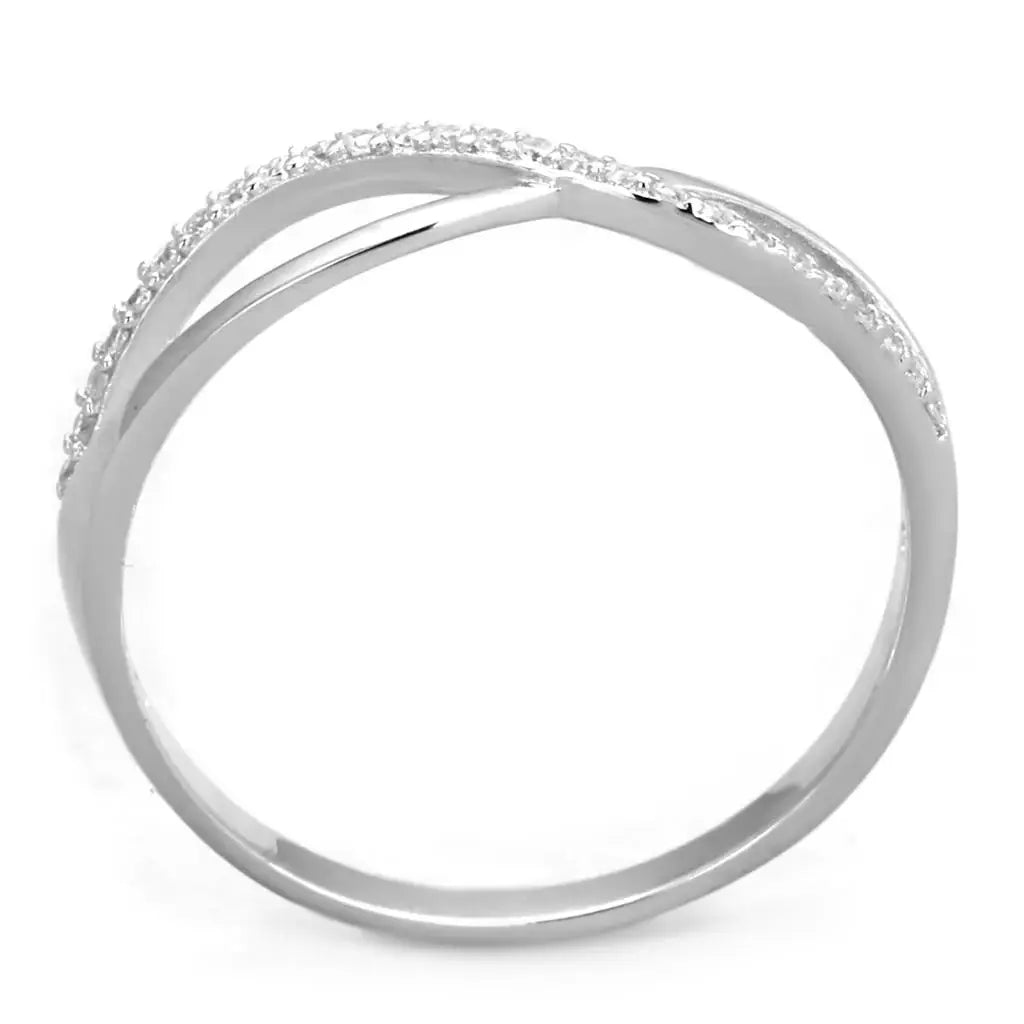 TS355 - Rhodium 925 Sterling Silver Ring with AAA Grade CZ in Clear - Alamode - Flyclothing LLC
