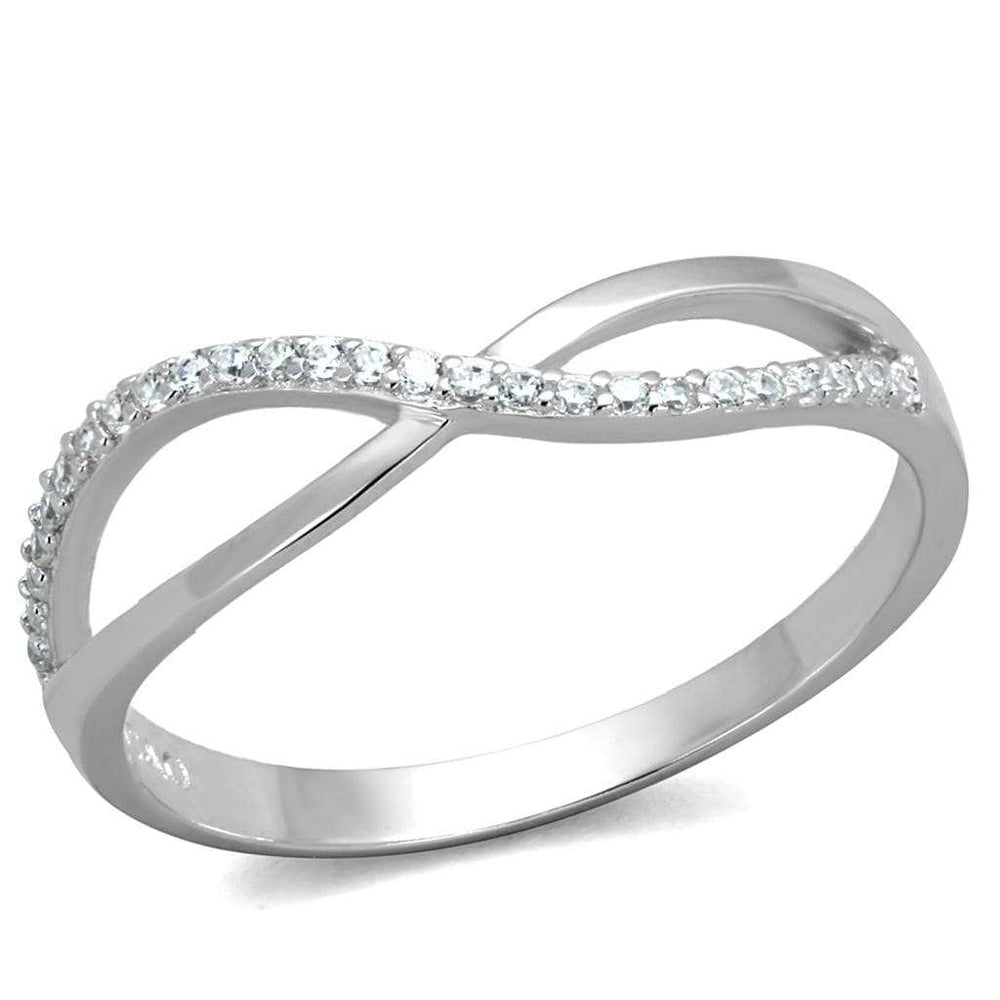 TS355 - Rhodium 925 Sterling Silver Ring with AAA Grade CZ in Clear - Alamode - Flyclothing LLC