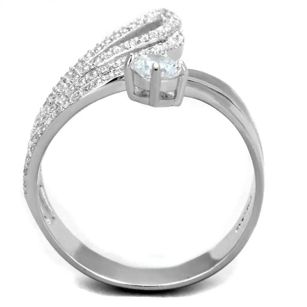 TS356 - Rhodium 925 Sterling Silver Ring with AAA Grade CZ in Clear - Alamode - Flyclothing LLC