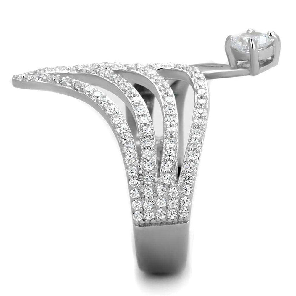 TS356 - Rhodium 925 Sterling Silver Ring with AAA Grade CZ in Clear - Alamode - Flyclothing LLC