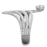 TS356 - Rhodium 925 Sterling Silver Ring with AAA Grade CZ  in Clear - Alamode