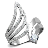 TS356 - Rhodium 925 Sterling Silver Ring with AAA Grade CZ in Clear - Alamode - Flyclothing LLC