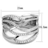 TS357 - Rhodium 925 Sterling Silver Ring with AAA Grade CZ  in Clear - Alamode