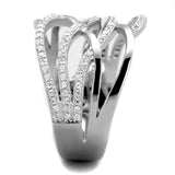 TS357 - Rhodium 925 Sterling Silver Ring with AAA Grade CZ  in Clear - Alamode