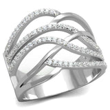 TS357 - Rhodium 925 Sterling Silver Ring with AAA Grade CZ in Clear - Alamode - Flyclothing LLC