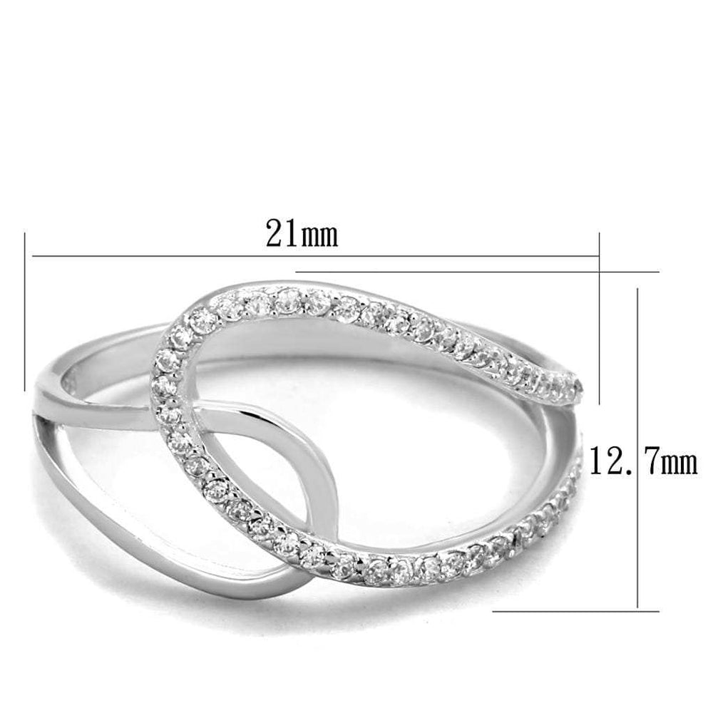 TS358 - Rhodium 925 Sterling Silver Ring with AAA Grade CZ in Clear - Alamode - Flyclothing LLC