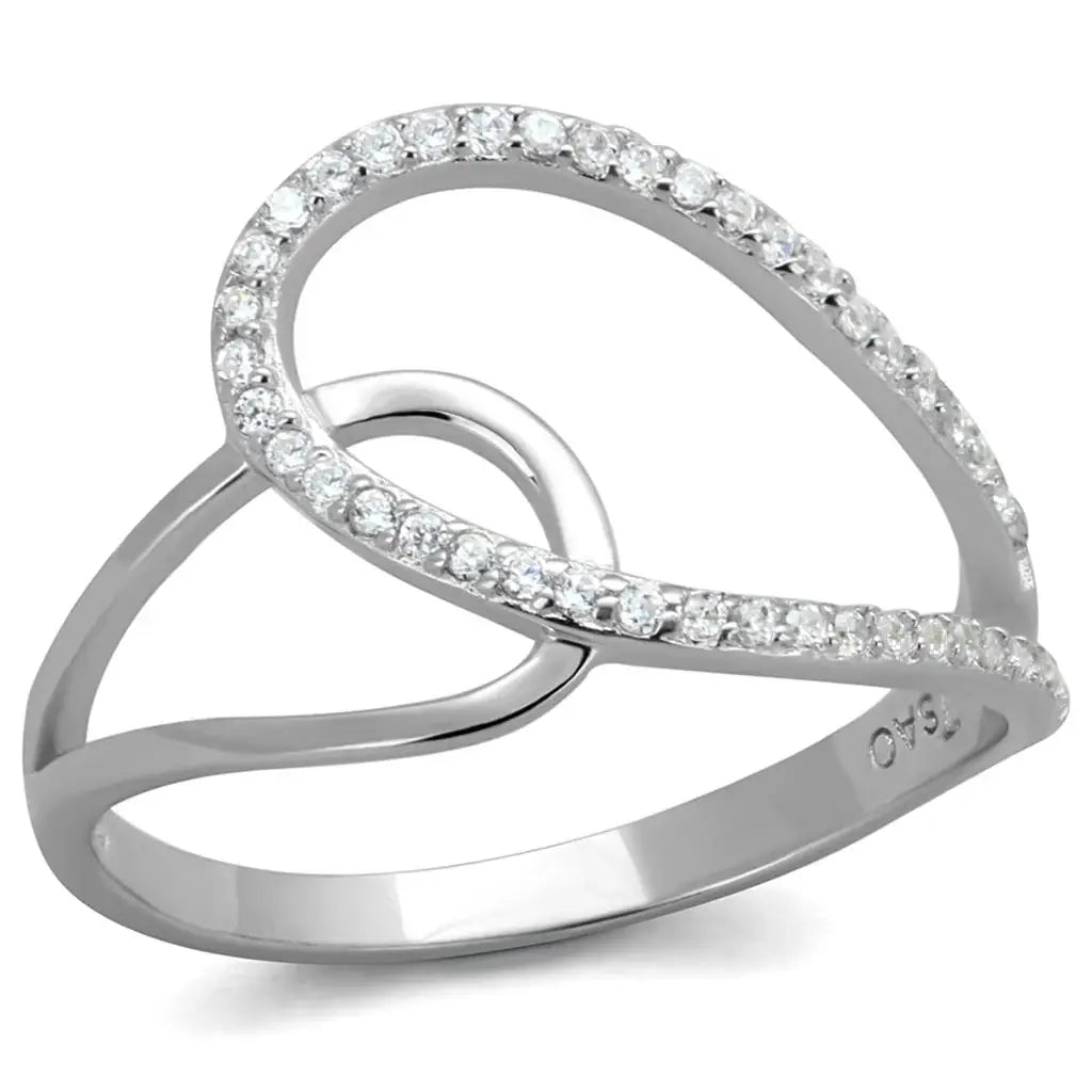 TS358 - Rhodium 925 Sterling Silver Ring with AAA Grade CZ in Clear - Alamode - Flyclothing LLC