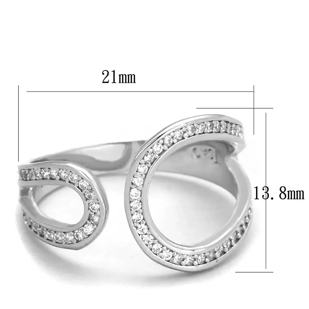 TS359 - Rhodium 925 Sterling Silver Ring with AAA Grade CZ in Clear - Alamode - Flyclothing LLC