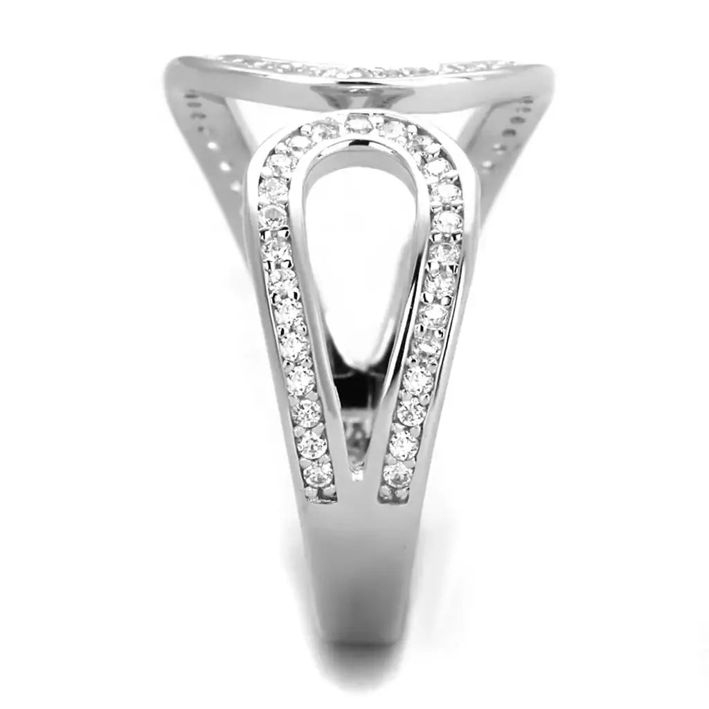 TS359 - Rhodium 925 Sterling Silver Ring with AAA Grade CZ in Clear - Alamode - Flyclothing LLC