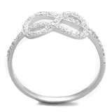 TS360 - Rhodium 925 Sterling Silver Ring with AAA Grade CZ  in Clear - Alamode