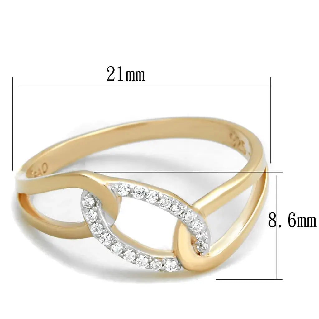 TS362 - Rose Gold + Rhodium 925 Sterling Silver Ring with AAA Grade CZ in Clear - Alamode - Flyclothing LLC
