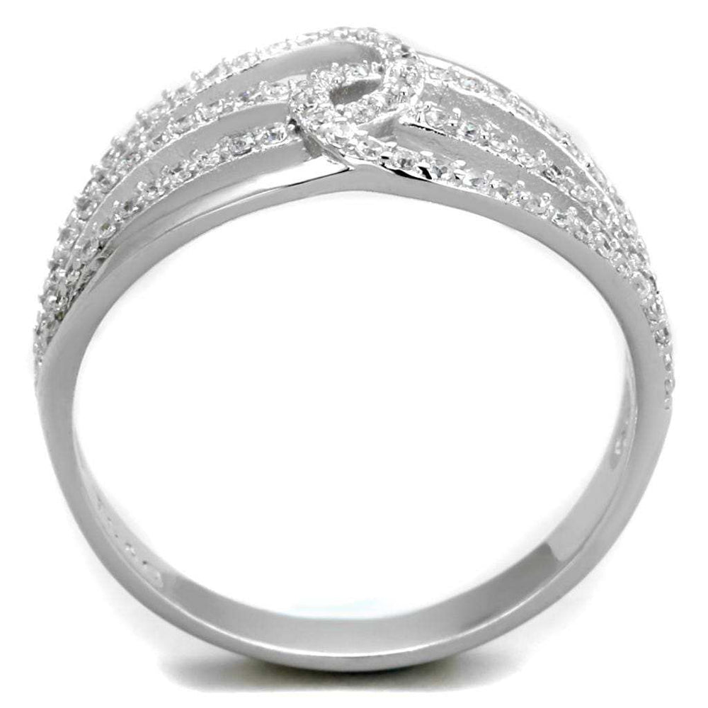 TS363 - Rhodium 925 Sterling Silver Ring with AAA Grade CZ in Clear - Alamode - Flyclothing LLC